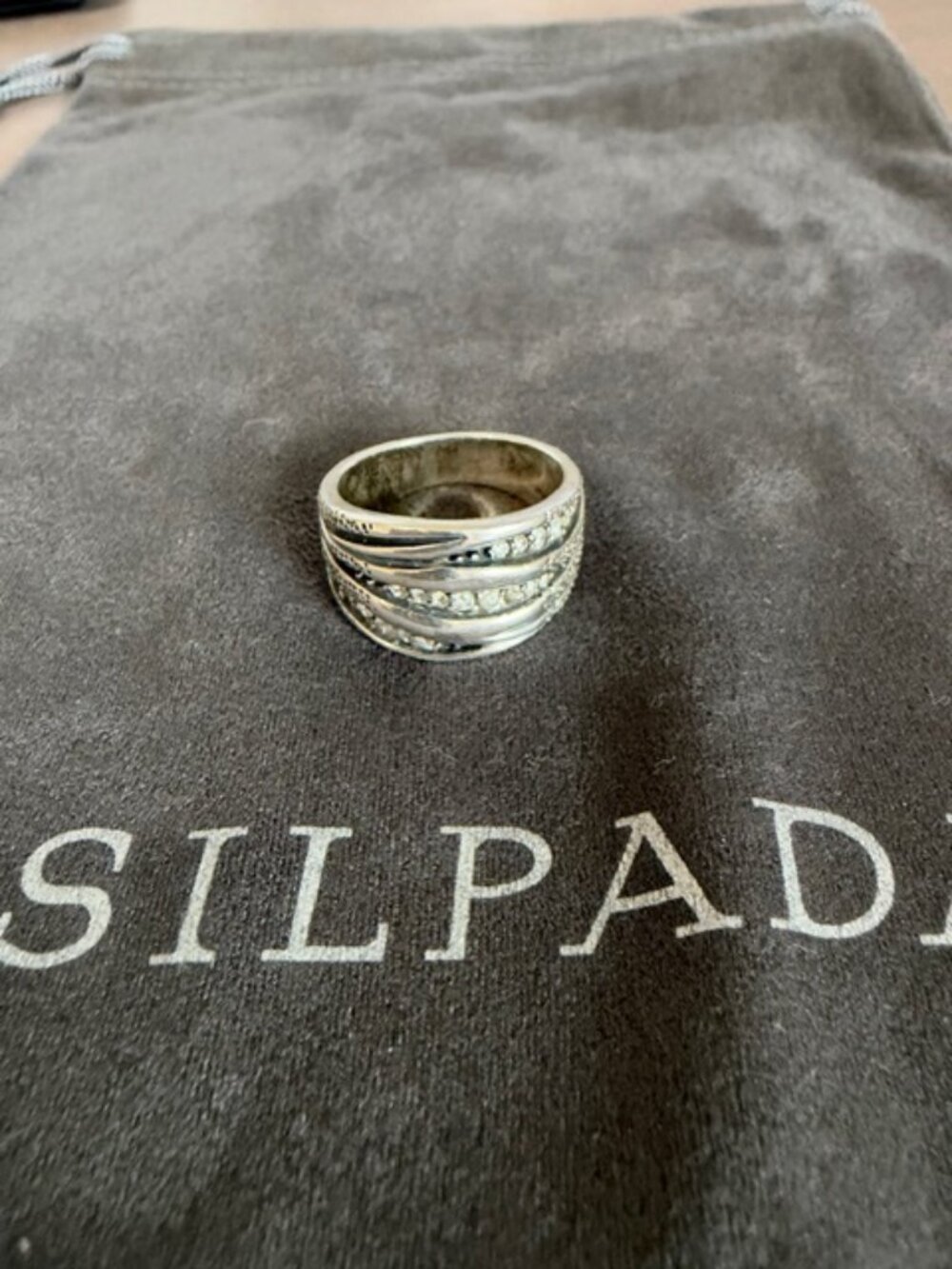 Silpada Sterling Silver Multi‑Row CZ Statement Ring – Size 7 – Retired